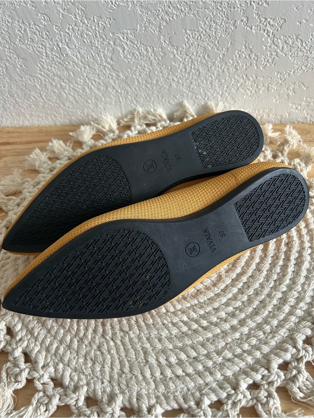 Vivaia Golden Ginger Yellow Pointed Toe Ballet Flats - Picture 5 of 7